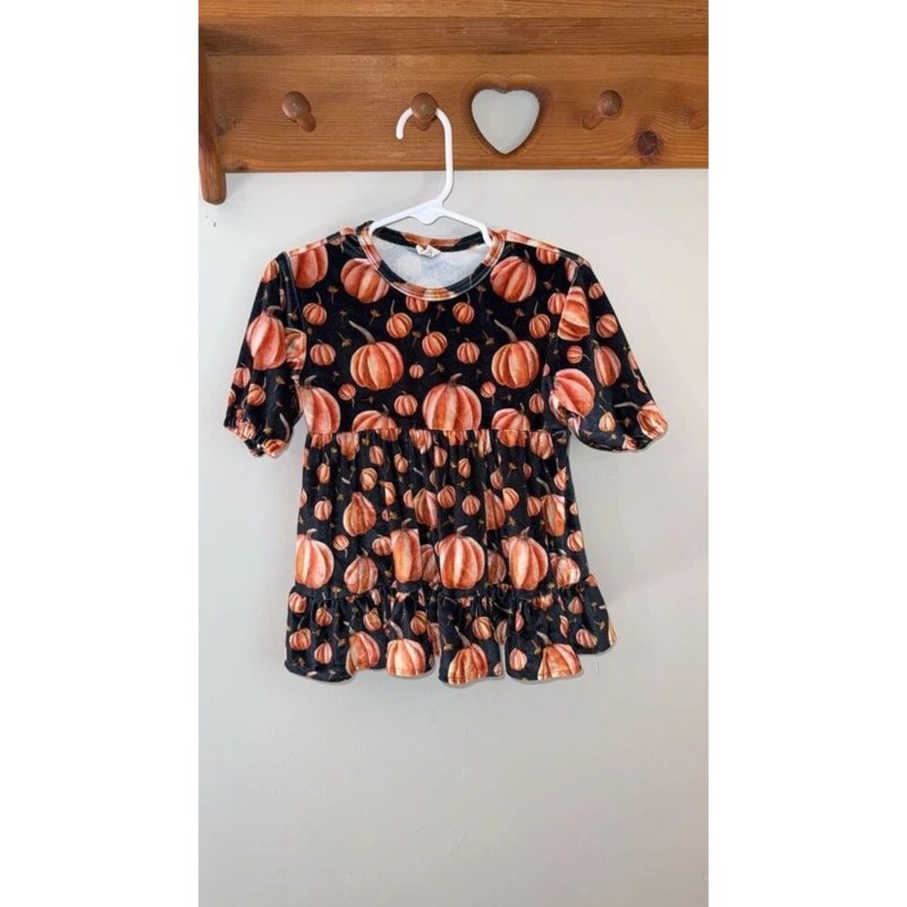 Boutique Velvet Pumpkin Twirl Dress 12-18M Fall Halloween